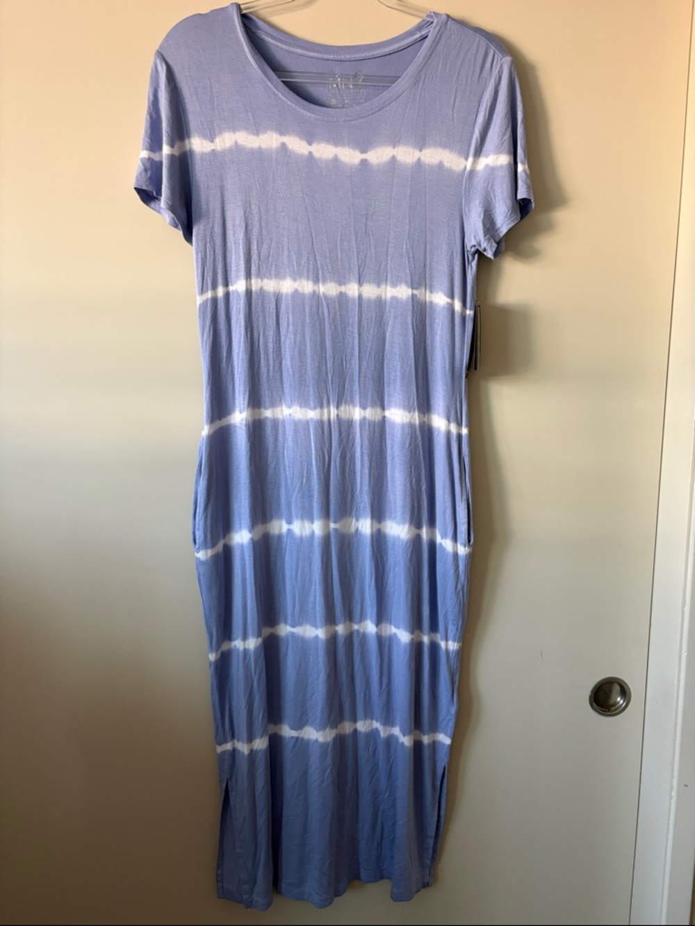 Marc New York Lavender and White Tie-Dye Short Sleeve Maxi Dress
